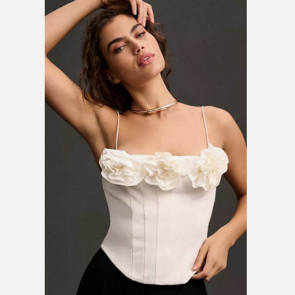 Brand New Sunday in Brooklyn White Floral Corset Top